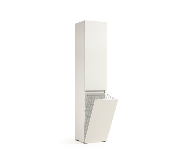 Armário multiuso com 2 portas com efeito madeira 45 Branco