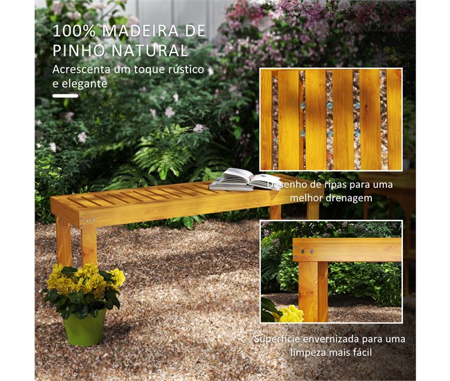 Banco de Jardim Madeira de Pinho Outsunny Castanho