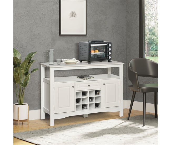 Aparador de Cozinha MDF HOMCOM, casa - móveis de armazenamento Branco