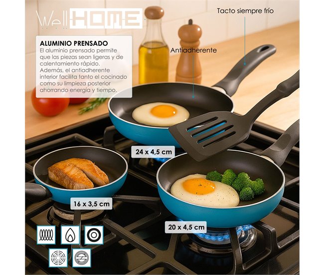 Conjunto de panelas Well Home 7 peças + 3 panelas Cinza