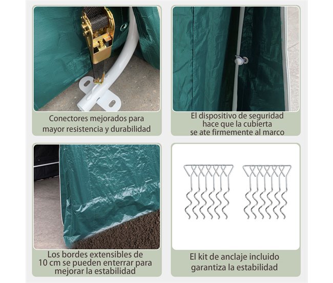 Abrigo de Exterior Metal e Tecido PE Outsunny Verde