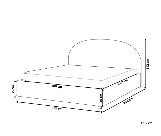 Beliani Cama com armazenamento Bouclé VAUCLUSE 194x214 Bege