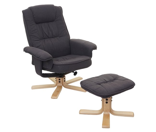 Poltrona relax reclinável giratória 360° com banco em tecido