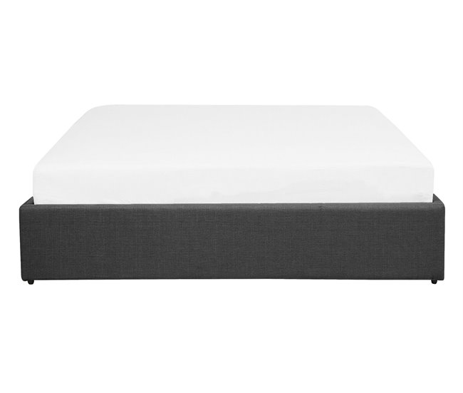 Beliani Cama com estrado Poliéster DINAN 147x214 Cinza Escuro