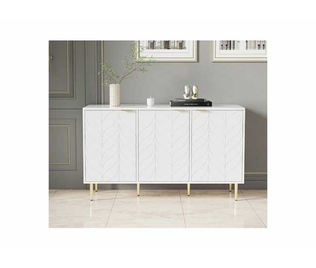 Aparador moderno lacado com padrão floral Branco