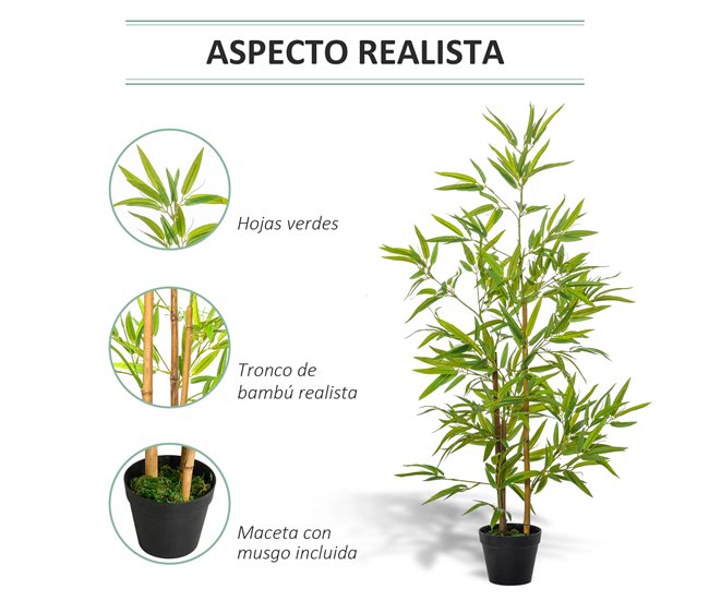 Bambú Artificial PE, PP, Cimento Outsunny, casa - decoração Verde