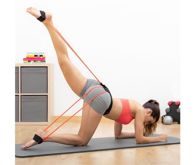 Cinto com Elásticos de Resistência para Glúteos e Guia de Exercícios Laranja