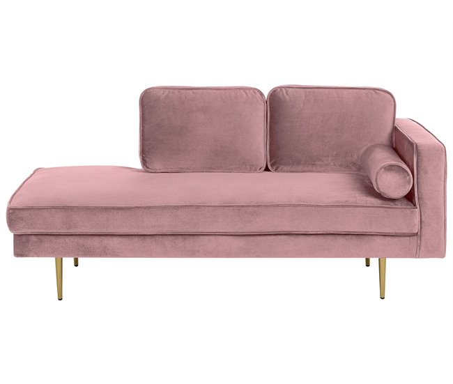 Beliani Chaise longue versão à direita Veludo MIRAMAS Azul Marino