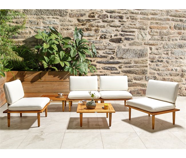 Beliani Conjunto lounge Madeira com certificado FSC® FRASCATI Creme