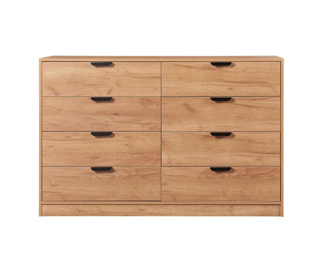 Aparador Varkaus com 8 gavetas MDF Carvalho