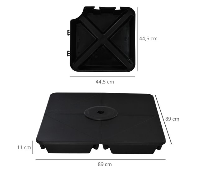 Base para Chapéu de Sol com 4 Peças PP Outsunny 89x89 Preto