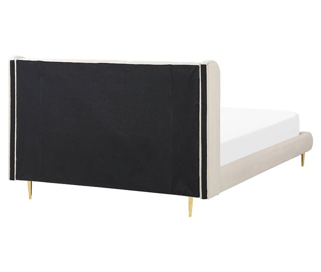 Beliani Cama com estrado Veludo FORBACH Bege