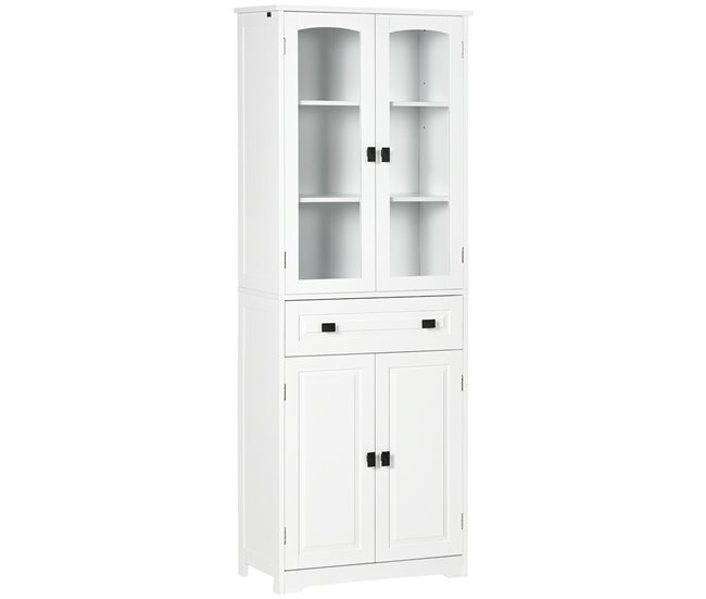 Armário de Cozinha Melamina de madeira, MDF e vidro temperado Branco