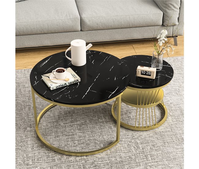 Conjunto de duas peças, mesa de centro, mesa lateral 70x70 Branco