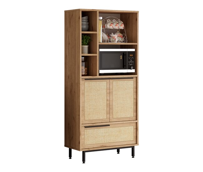 Armário de cozinha Kvænangen com 5 compartimentos abertos Carvalho