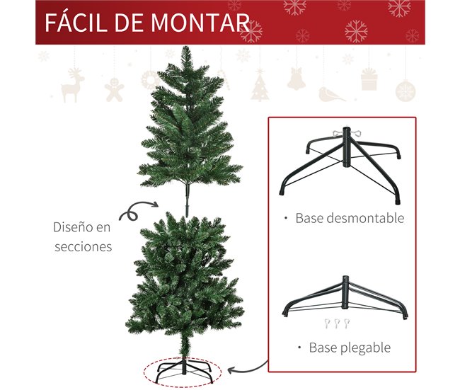 Árvore de Natal PVC, Aço HOMCOM, casa - natal Verde