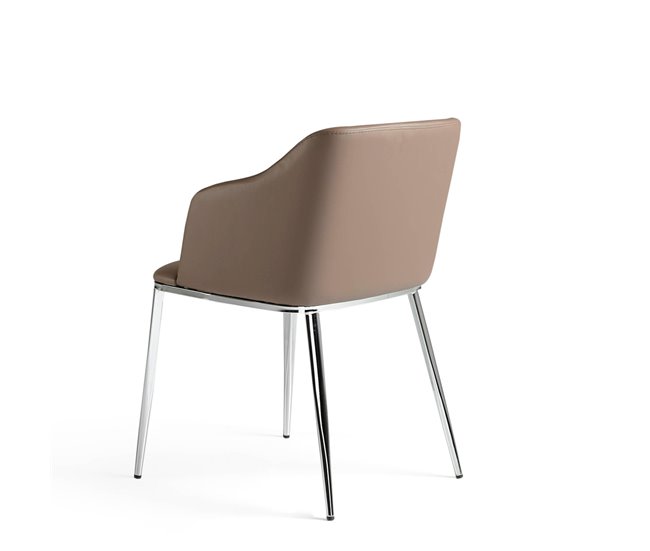 ANGEL CERDA Cadeira em pele ecológica castanha AlumÍnio