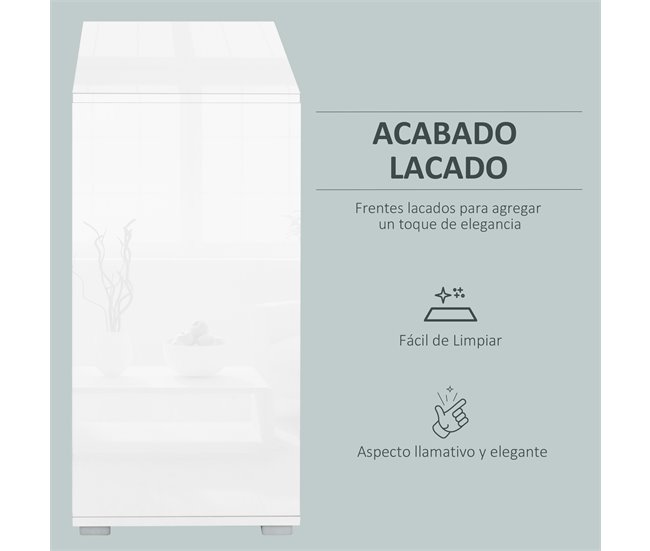 Aparador Auxiliar Melamina de Madeira HOMCOM 79 Branco