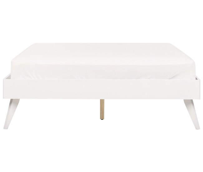 Beliani Cama com estrado MDF BERRIC 148x202 Branco