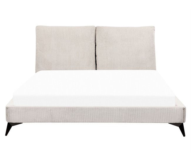Beliani Cama com estrado Bombazine MELLE 175x240 Bege