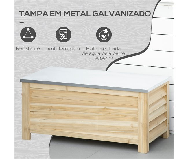Báu de Jardim Madeira de abeto e Metal Outsunny Castanho