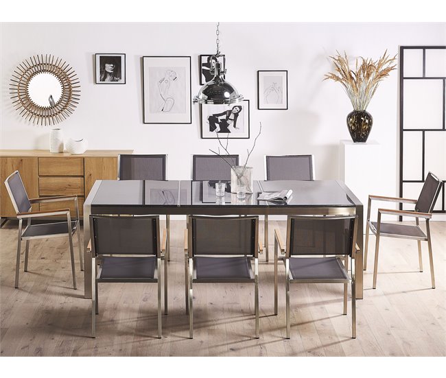Beliani Conjunto de comedor GROSSETO Cinza Escuro