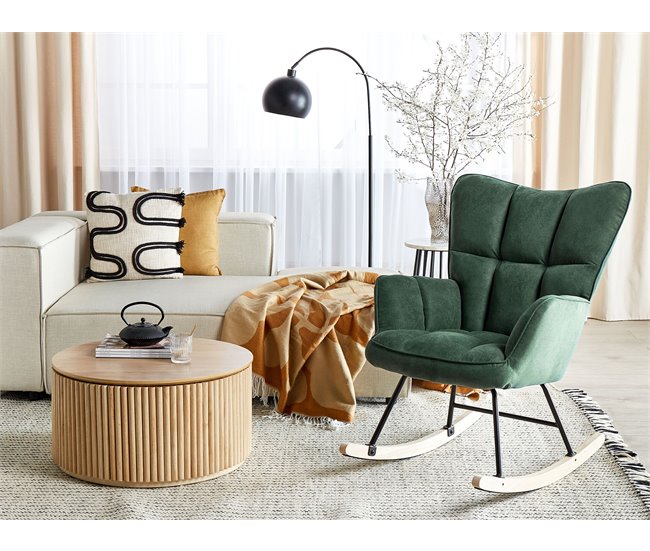 Beliani Sillón mecedora OULU Amarelo