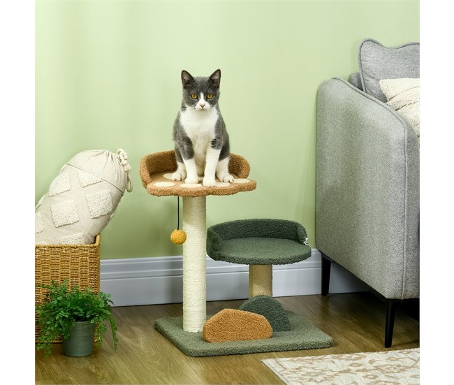Arranhador para Gatos Aglomerado de Madeira, Pelúcia e Sisal Multicor