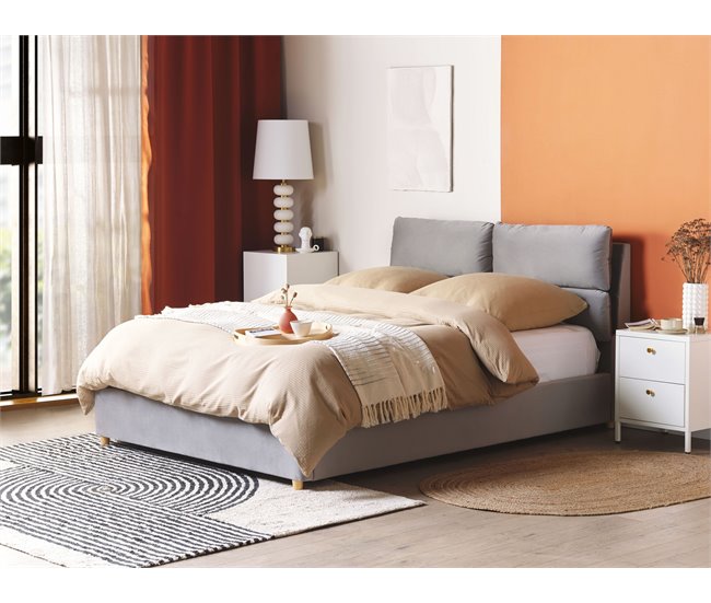 Beliani Cama baú Veludo BATILLY 154x224 Bege