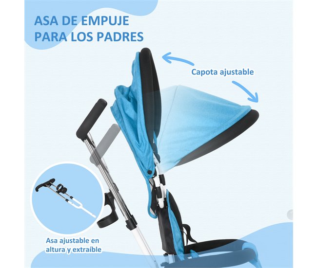 Triciclo para Bebés metal, plástico PP e tecido de poliéster Azul