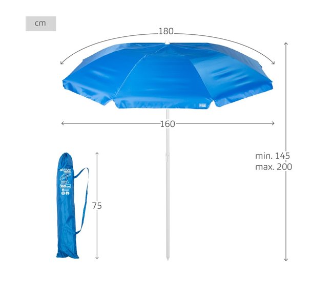 Guarda-sol Aktive compacto e inclinável UV50 c/capa Azul