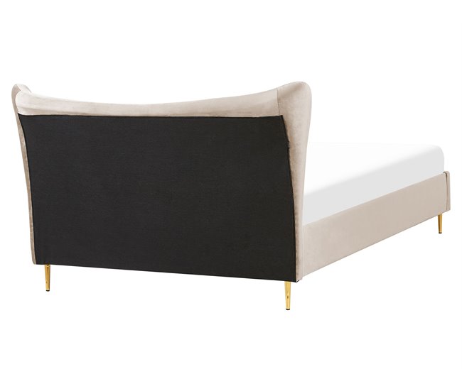 Beliani Cama com estrado Veludo CHALEIX 168x212 Cinza Escuro