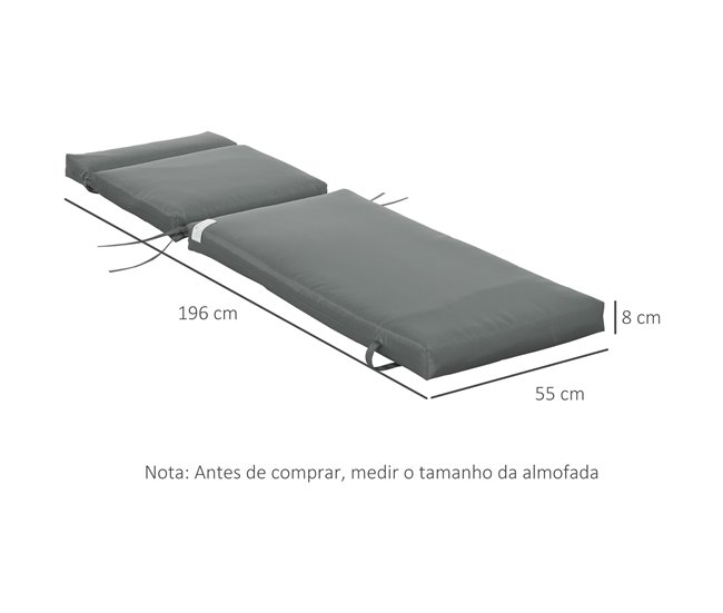 2 Almofadas para Espreguiçadeira tecido de poliéster, algodão Cinza