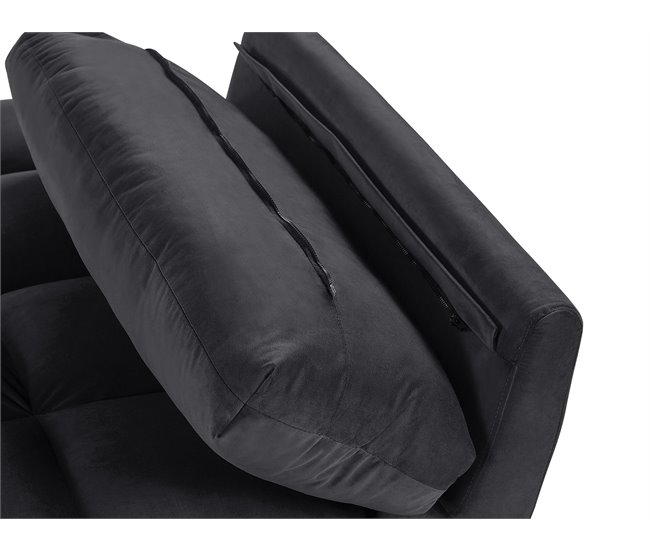 Beliani Sofá-cama Veludo ASBY Azul Marino