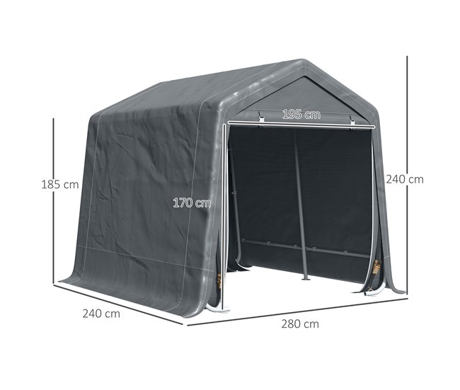 Abrigo de Exterior Metal e Tecido PE Outsunny Cinza