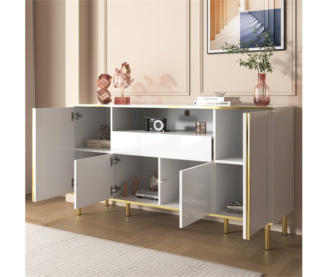 Aparador moderno e luxuoso com iluminação LED Branco