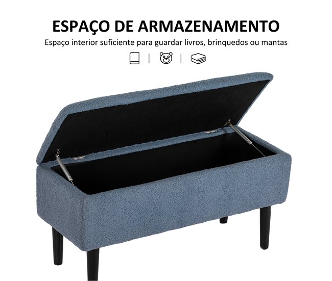 Banco de Armazenamento Poliéster, Espuma e Madeira de Borracha 38x95 Cinza