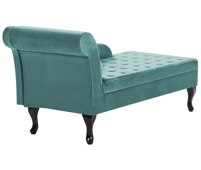 Beliani Chaise longue à esquerda Veludo PESSAC Azul/ Verde