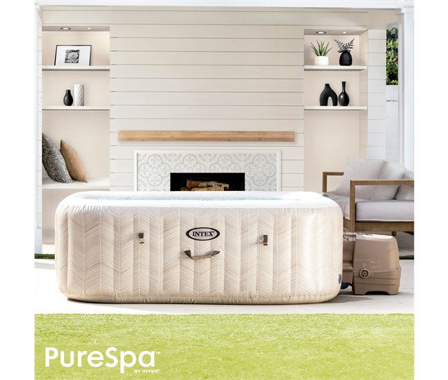 INTEX Spa inflável 4 pessoas Chevron Deluxe Bege