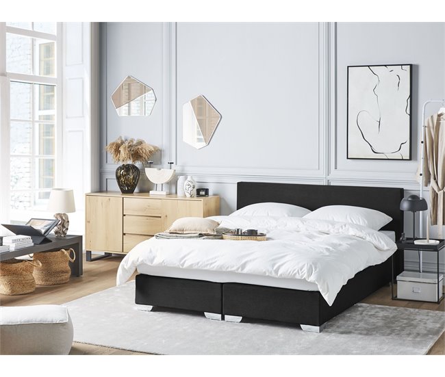 Beliani Cama continental Poliéster PRESIDENT 170x210 Preto