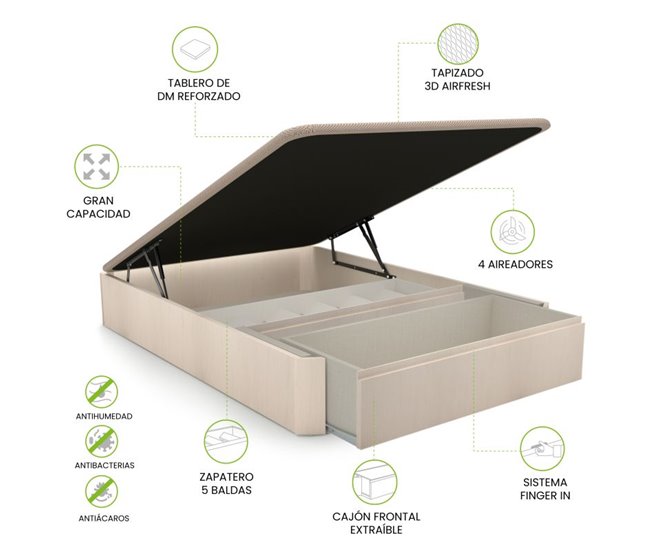 Sommier rebatível luxo S-Max 3D 135x190 Bege