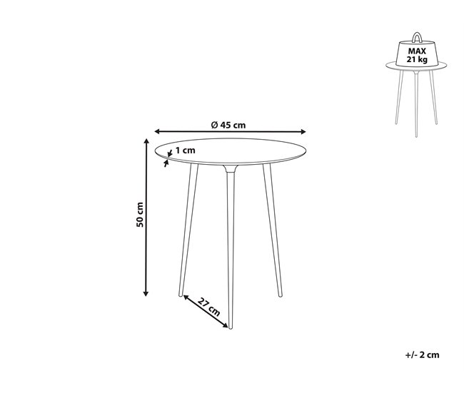Beliani Mesa auxiliar WAIPU Dourado