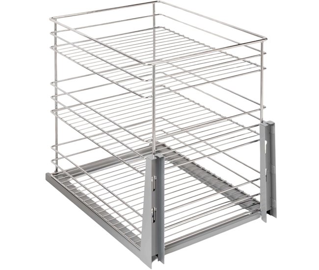 Módulo inferior de cozinha com carrinho removível Supra com fechamento suave Cinza