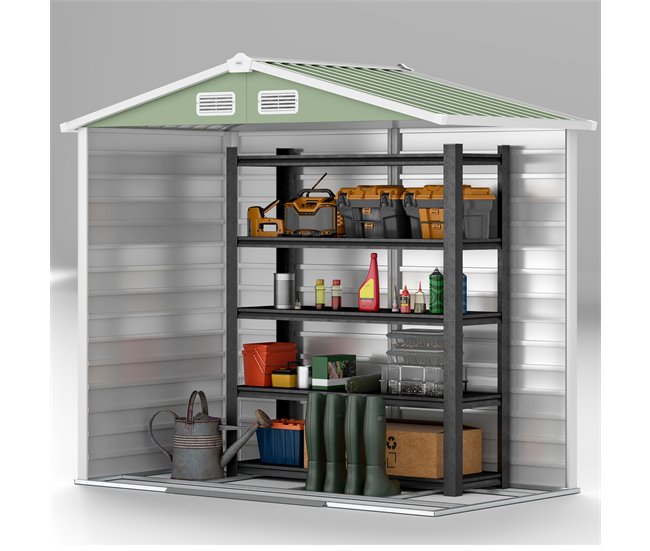 Abrigo de Jardim Aço Galvanizado Outsunny Verde