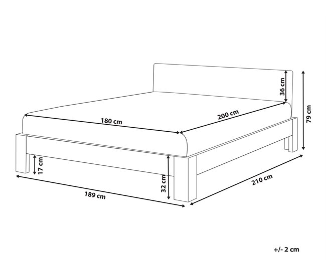 Beliani Cama Pinho ROYAN 189x210 Branco