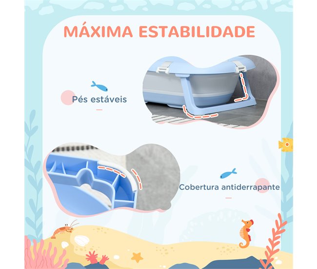 Banheira de Bebé PP, TPE, espuma PS e Poliéster ZONEKIZ Azul