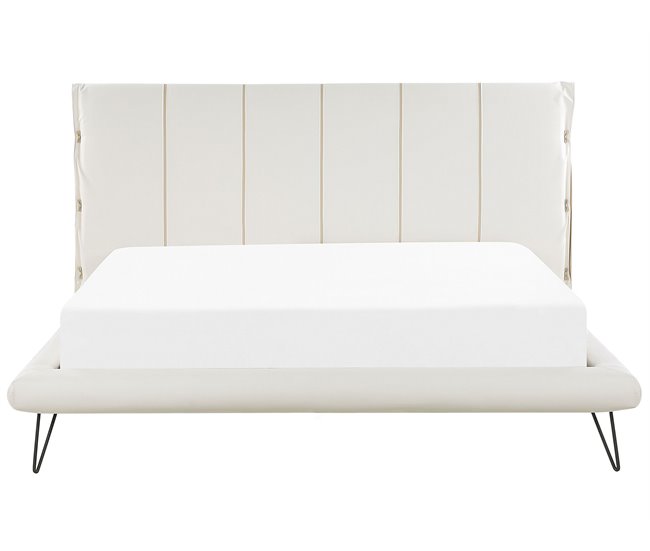 Beliani Cama com estrado Pele sintética BETIN 220x230 Areia