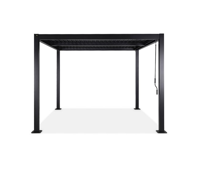 Pérgula bioclimática, alumínio e aço, lâminas ajustáveis 292x292 Preto