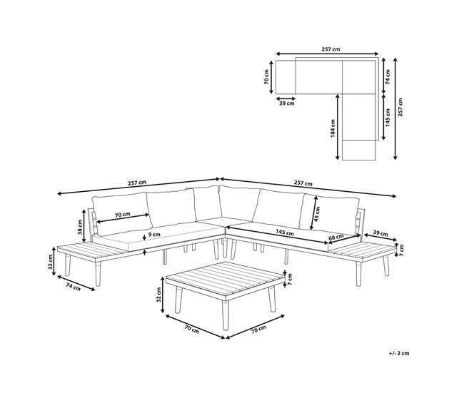 Beliani Conjunto lounge CORATO Cinza Escuro