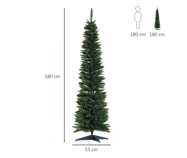 Árvore de Natal PVC, metal e plástico HOMCOM, casa - natal Verde